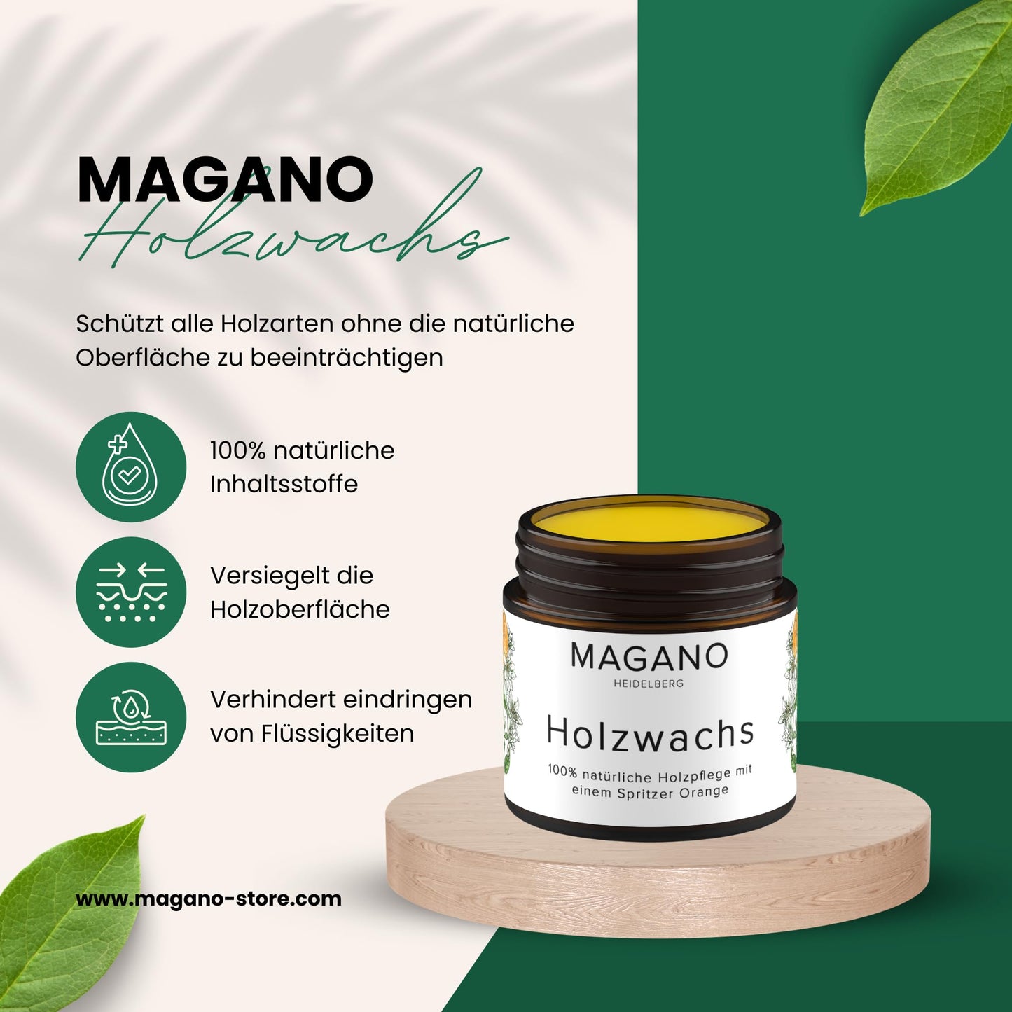 MAGANO Holzwachs – 100 % natürliche Holzpflege (200 ml)